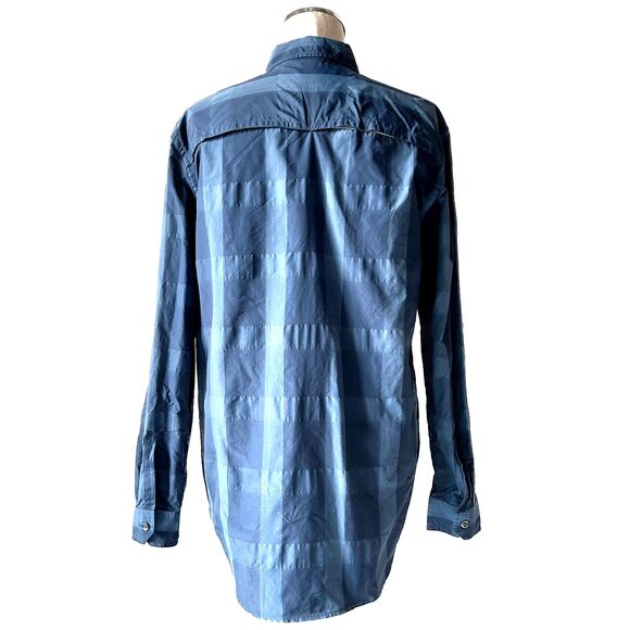 Eddie Bauer Travex Blue Plaid Button Front Roll Tab Long Sleeve Shirt-Women's XS - Picture 4 of 11